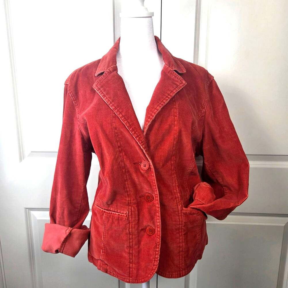 Vintage Y2K St John's Bay Rust Orange Corduroy Blazer Jacket Size L